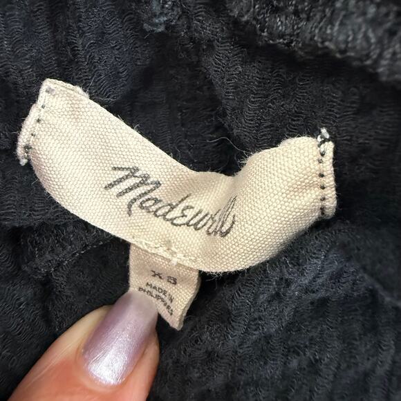 Madewell Womens Seersucker Ribbed Drawstring Pull-On Pockets Black Shorts XS - Picture 8 of 9